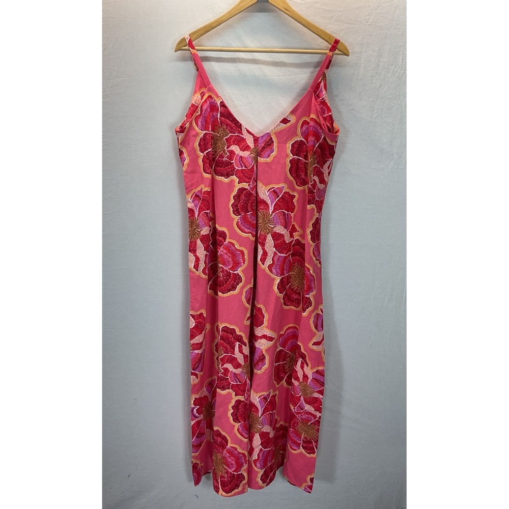 New LOFT Textured Floral Linen‎ Blend Strappy Maxi Dress Size 6 Casual Beach